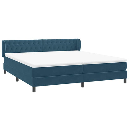 vidaXL Boxspringbett mit Matratzen Dunkelblau 180x220 cm Samt