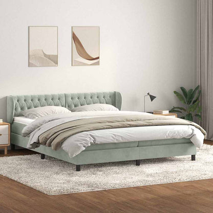 vidaXL Lit tapissier avec matelas Gris clair 200x220 cm Velours