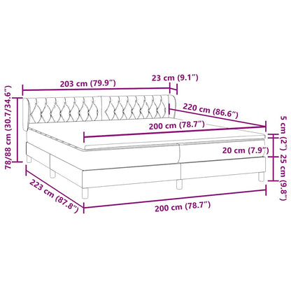 vidaXL Boxspringbett mit Matratzen Dunkelgrau 200x220 cm Samt