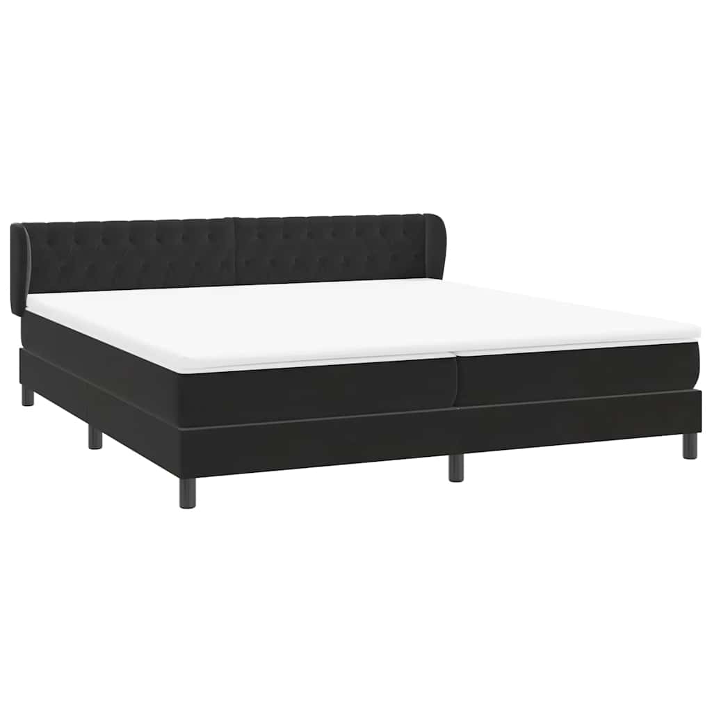 vidaXL Lit coffre avec matelas Noir 200x220 cm Velours
