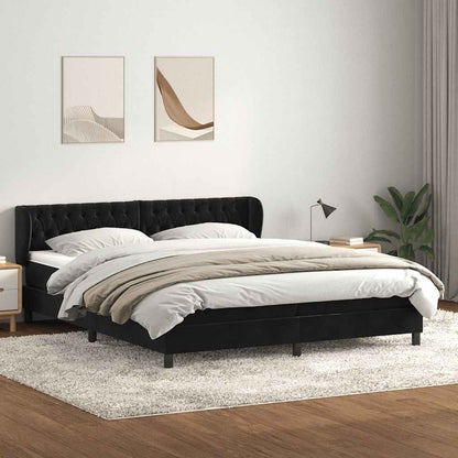 vidaXL Lit coffre avec matelas Noir 200x220 cm Velours