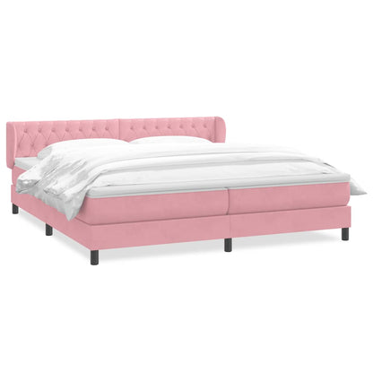 vidaXL Boxspringbett mit Matratzen Rosa 200x220 cm Samt