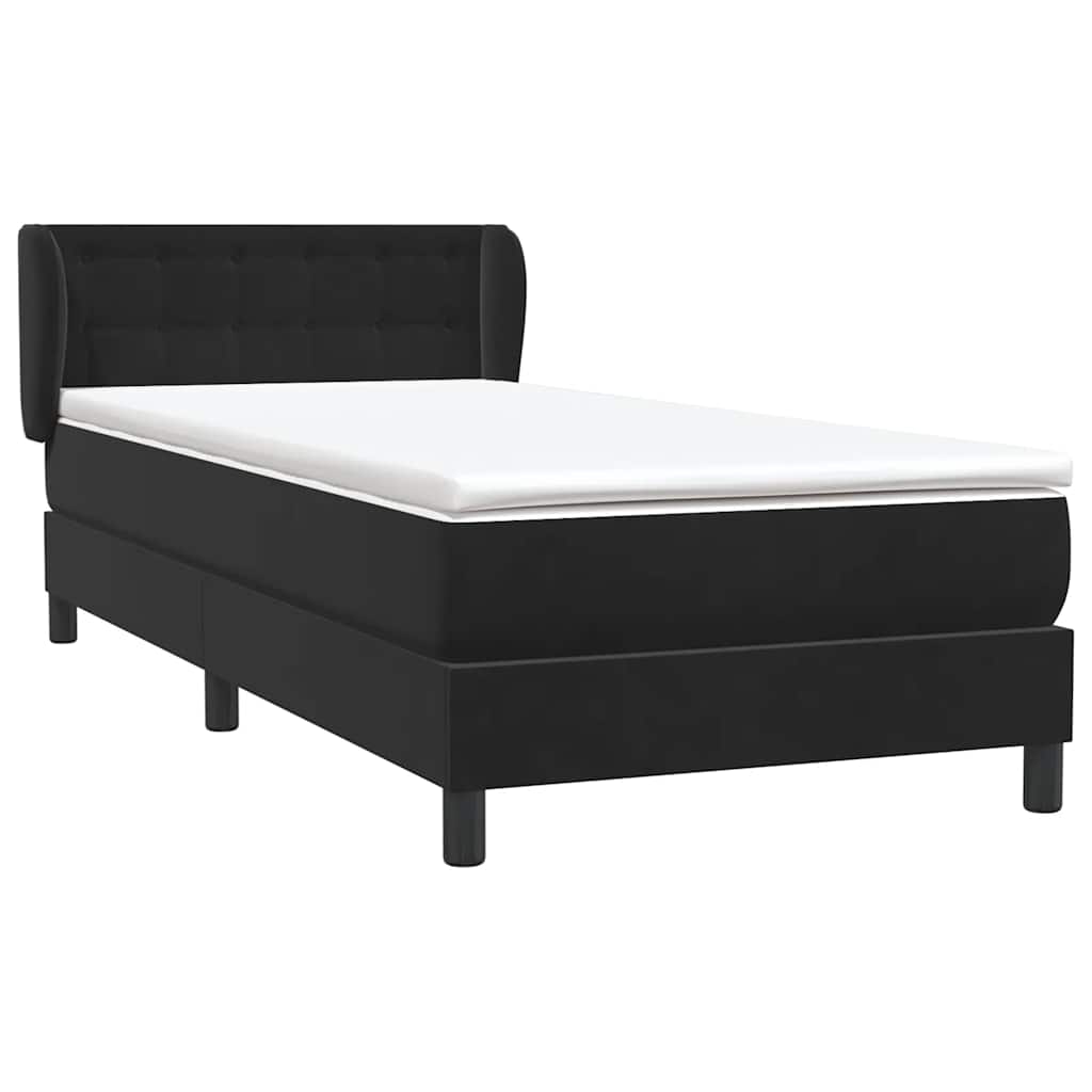 vidaXL Boxspringbett mit Matratze Schwarz 80x210 cm Samt