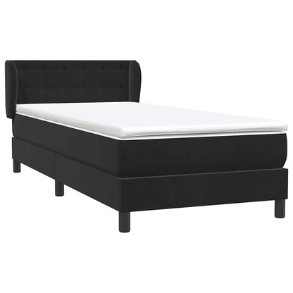 vidaXL Boxspringbett mit Matratze Schwarz 80x210 cm Samt