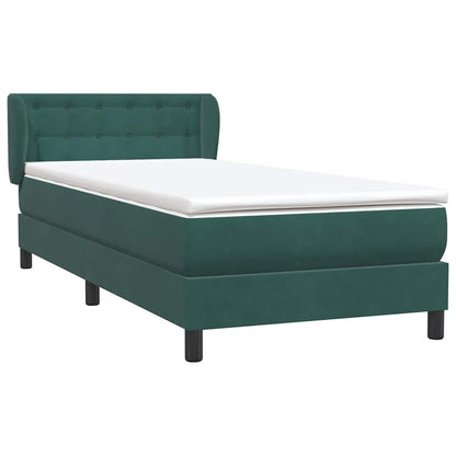 vidaXL Boxspringbett mit Matratze Dunkelgrün 80x210 cm Samt