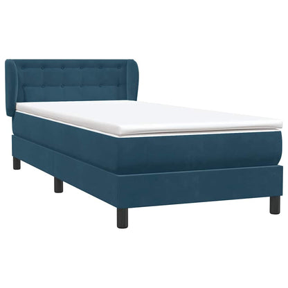 vidaXL Boxspringbett mit Matratze Dunkelblau 80x210 cm Samt