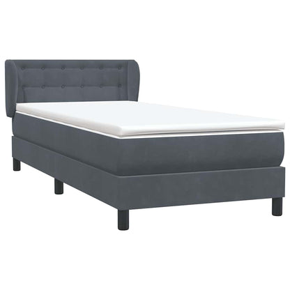 vidaXL Lit coffre avec matelas Gris foncé 90x210 cm Velours