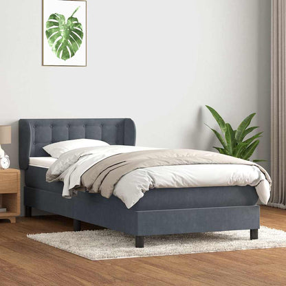 vidaXL Lit coffre avec matelas Gris foncé 90x210 cm Velours