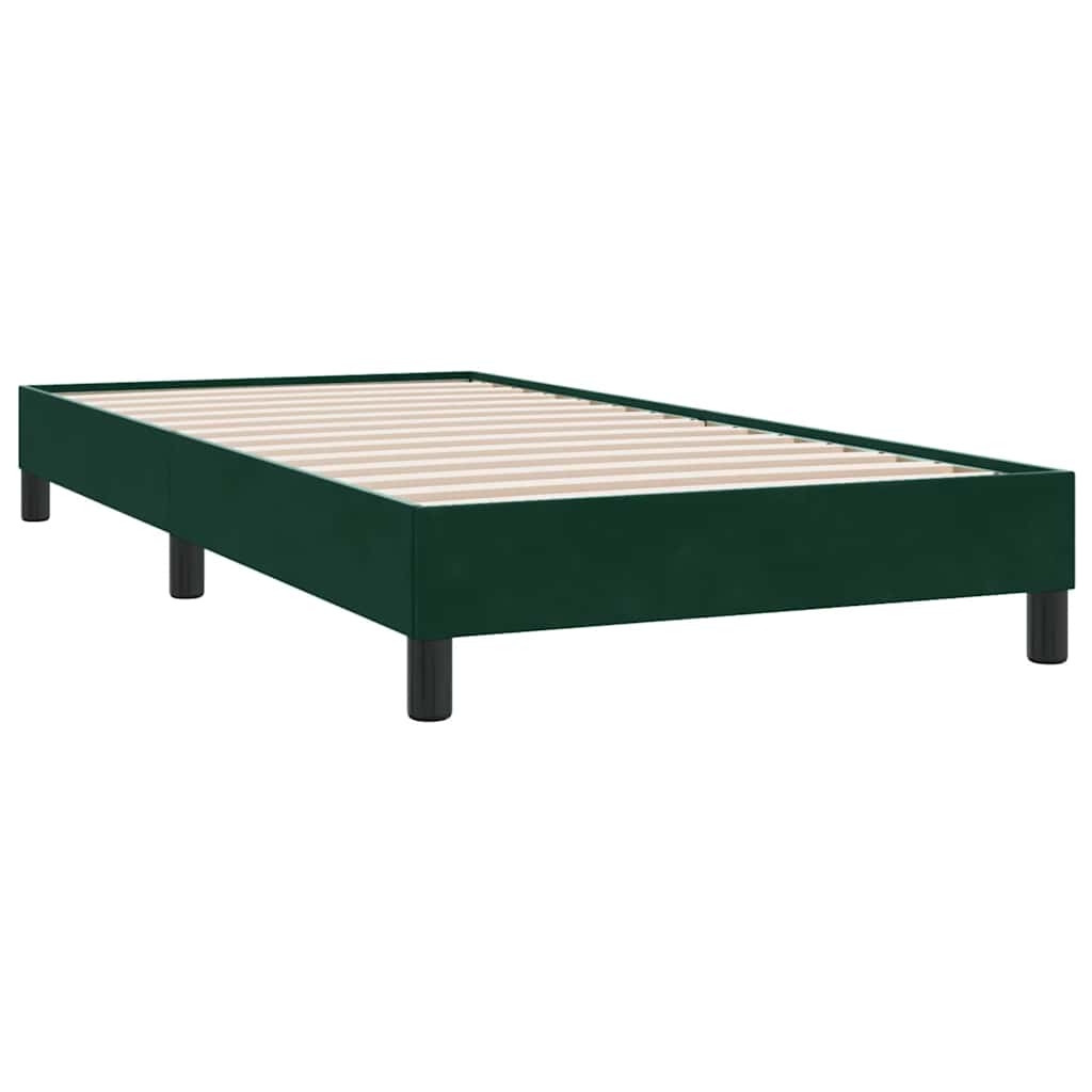 vidaXL Boxspringbett mit Matratze Dunkelgrün 90x210 cm Samt