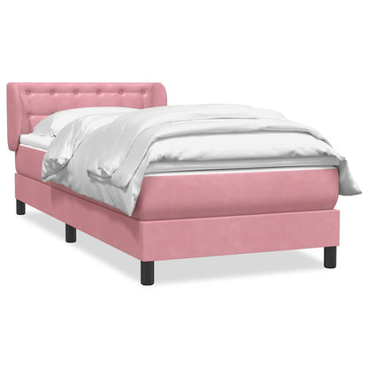vidaXL Boxspringbett mit Matratze Rosa 90x210 cm Samt