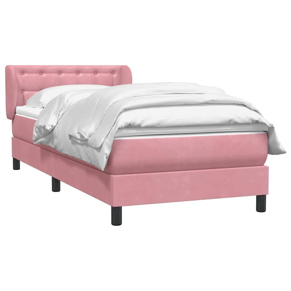 vidaXL Boxspringbett mit Matratze Rosa 90x210 cm Samt