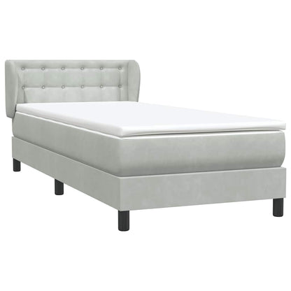 vidaXL Boxspringbett mit Matratze Hellgrau 100x210 cm Samt