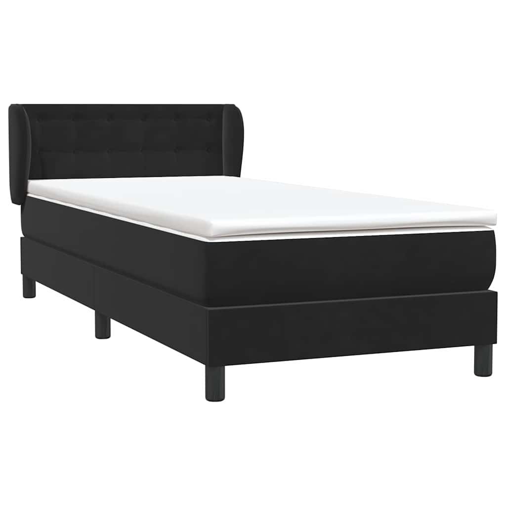 vidaXL Boxspringbett mit Matratze Schwarz 100x210 cm Samt