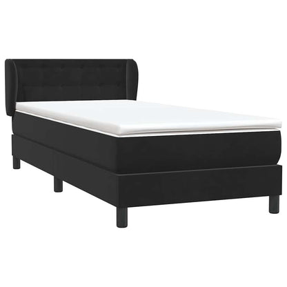 vidaXL Boxspringbett mit Matratze Schwarz 100x210 cm Samt