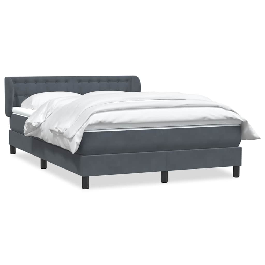 vidaXL Lit tapissier avec matelas Gris foncé 140x210 cm Velours