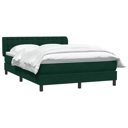 vidaXL Boxspringbett mit Matratze Dunkelgrün 140x210 cm Samt