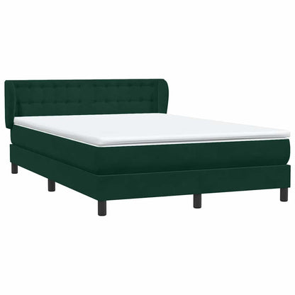 vidaXL Boxspringbett mit Matratze Dunkelgrün 140x210 cm Samt