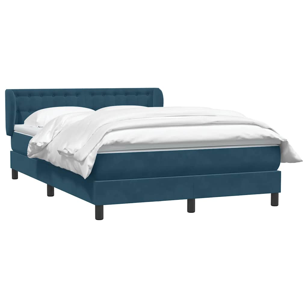 vidaXL Lit boxspring avec matelas bleu foncé 140x210 cm velours