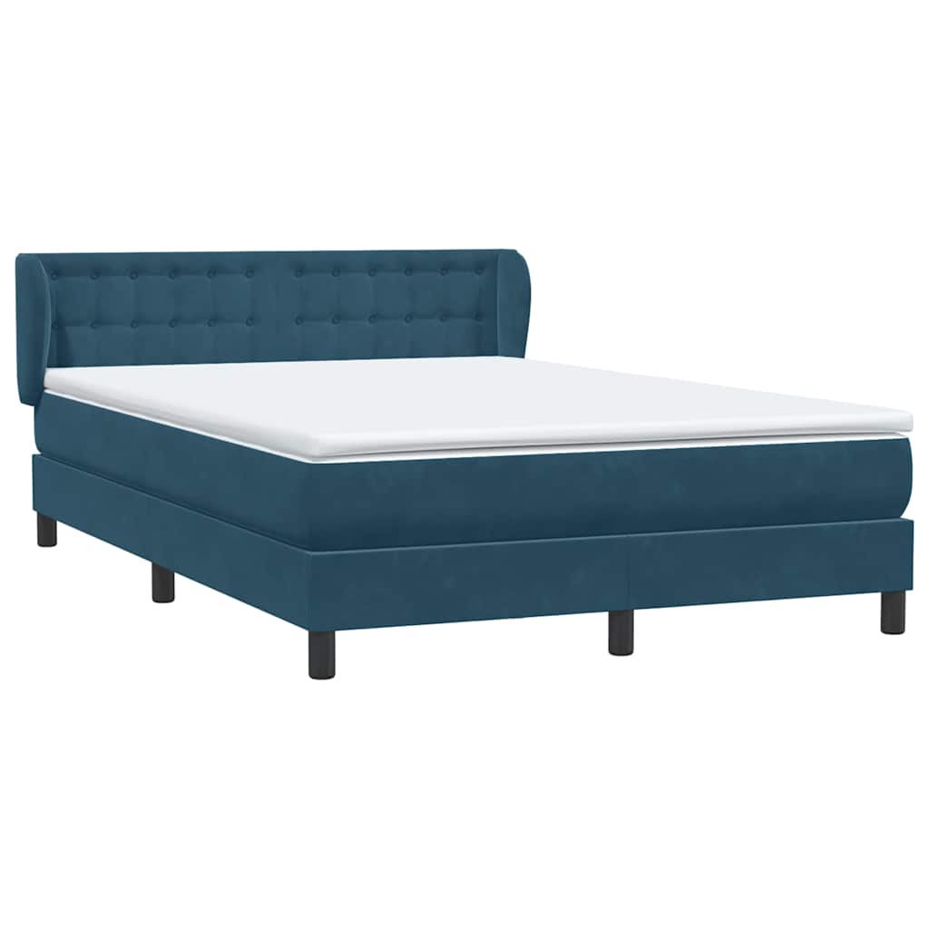 vidaXL Lit boxspring avec matelas bleu foncé 140x210 cm velours