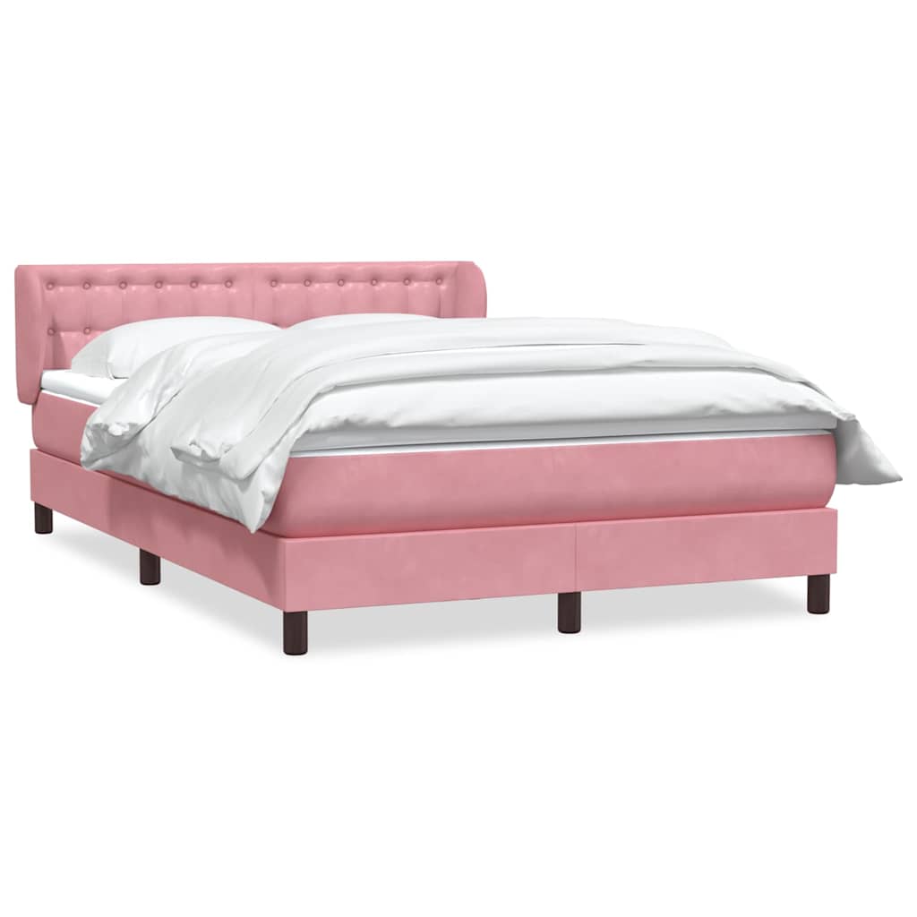 vidaXL Boxspringbett mit Matratze Rosa 140x210 cm Samt