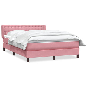 vidaXL Boxspringbett mit Matratze Rosa 140x210 cm Samt