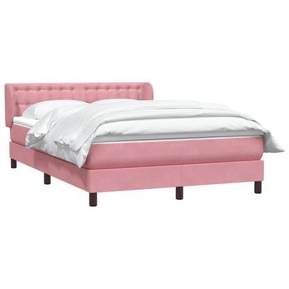 vidaXL Boxspringbett mit Matratze Rosa 140x210 cm Samt
