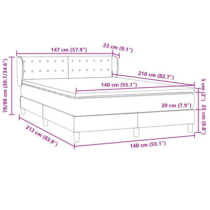 vidaXL Boxspringbett mit Matratze Rosa 140x210 cm Samt