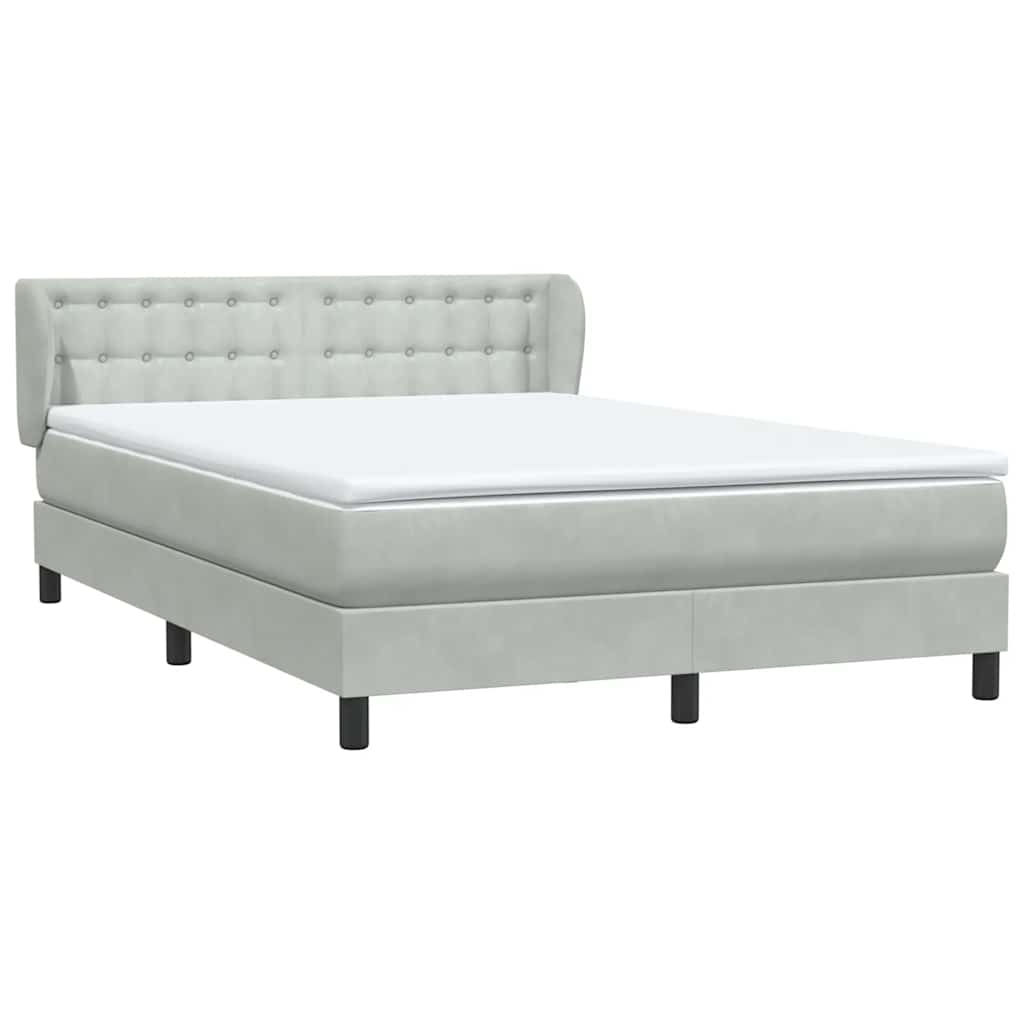vidaXL Lit tapissier avec matelas Gris clair 160x210 cm Velours