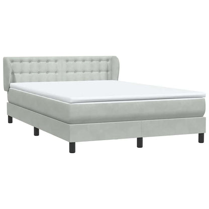 vidaXL Lit tapissier avec matelas Gris clair 160x210 cm Velours