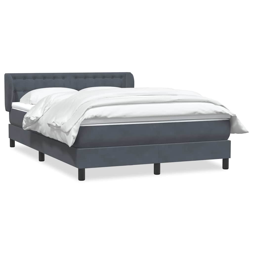 vidaXL Boxspringbett mit Matratze Dunkelgrau 160x210 cm Samt