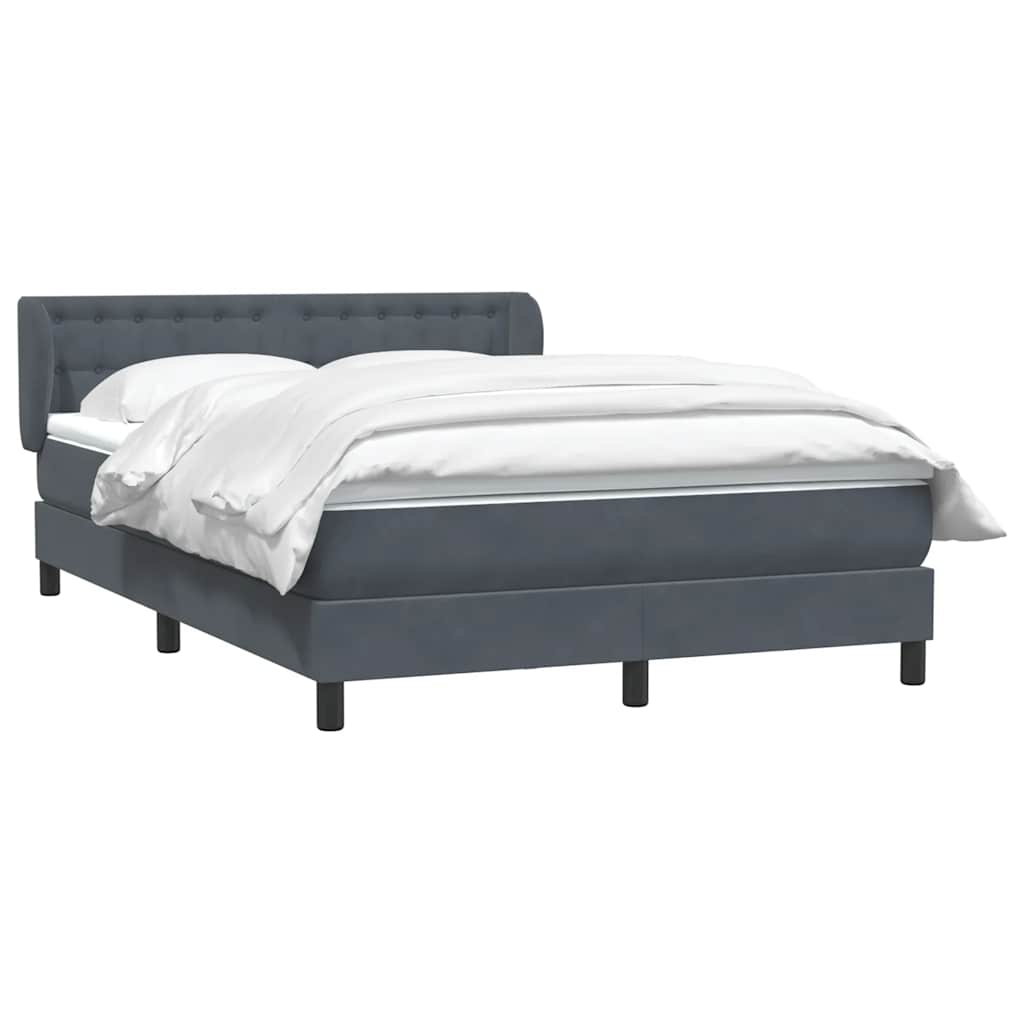 vidaXL Boxspringbett mit Matratze Dunkelgrau 160x210 cm Samt