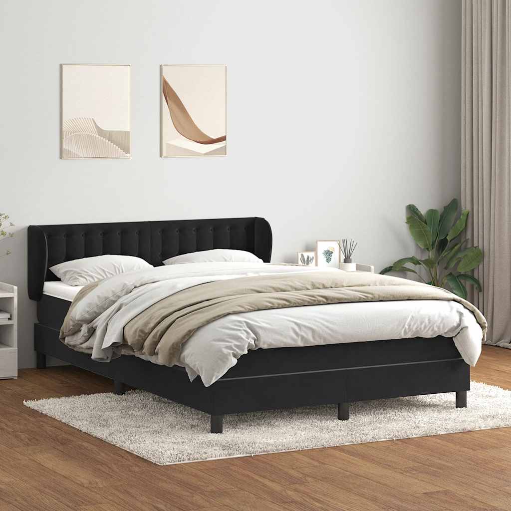 Boxspringbett mit Matratze Schwarz 160x210 cm Samt