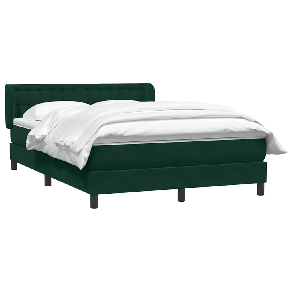 vidaXL Boxspringbett mit Matratze Dunkelgrün 160x210 cm Samt
