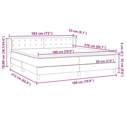 vidaXL Boxspringbett mit Matratzen Hellgrau 180x210 cm Samt