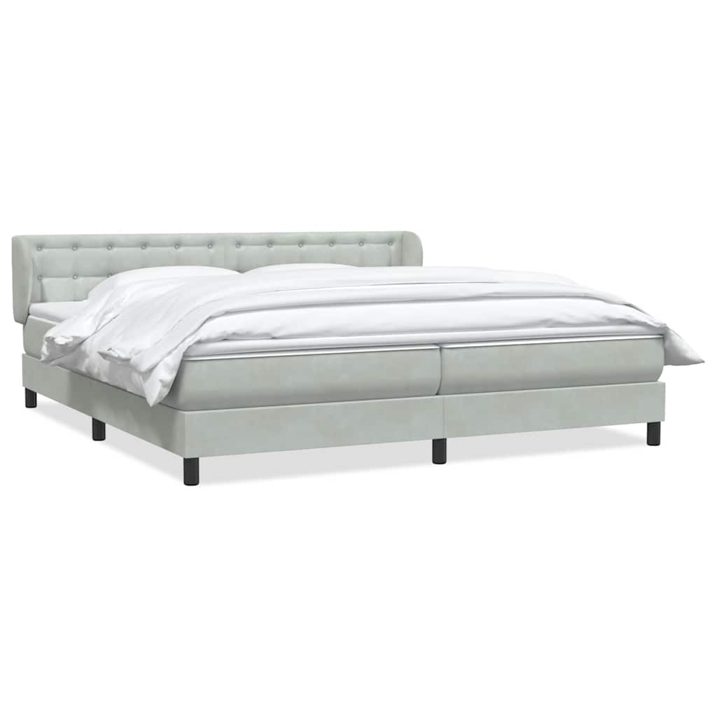 vidaXL Boxspringbett mit Matratzen Hellgrau 200x210 cm Samt