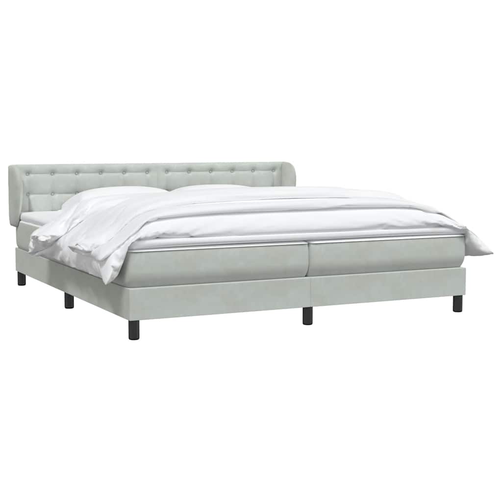 vidaXL Boxspringbett mit Matratzen Hellgrau 200x210 cm Samt