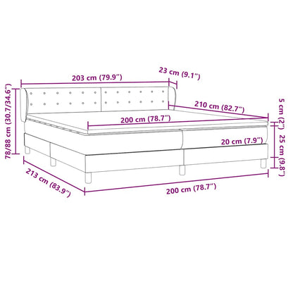 vidaXL Boxspringbett mit Matratzen Hellgrau 200x210 cm Samt