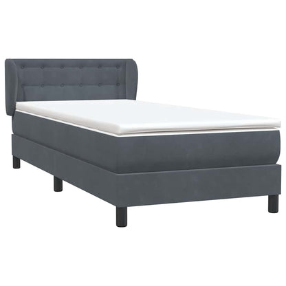vidaXL Lit tapissier avec matelas Gris foncé 80x220 cm Velours
