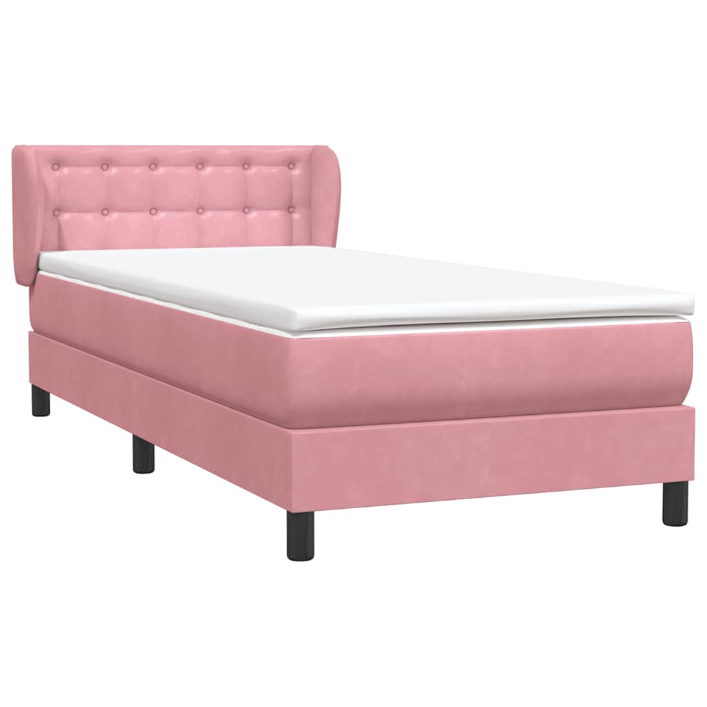 vidaXL Boxspringbett mit Matratze Rosa 80x220 cm Samt