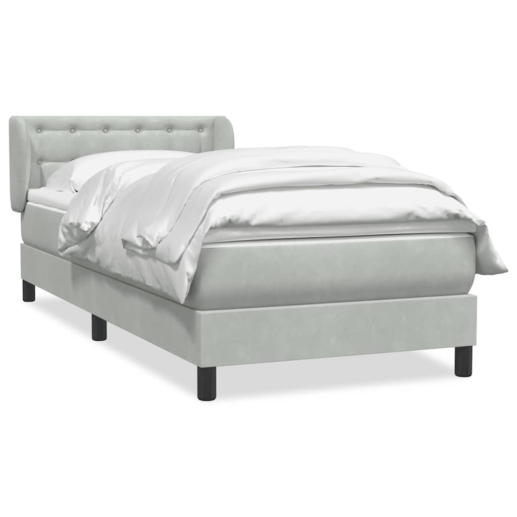 vidaXL Boxspringbett mit Matratze Hellgrau 100x220 cm Samt