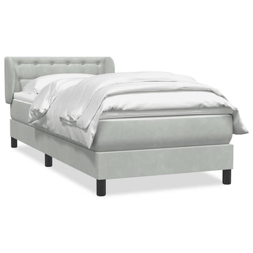 vidaXL Boxspringbett mit Matratze Hellgrau 100x220 cm Samt