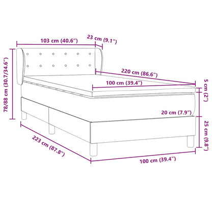 vidaXL Boxspringbett mit Matratze Dunkelgrün 100x220 cm Samt