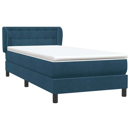 vidaXL Boxspringbett mit Matratze Dunkelblau 100x220 cm Samt