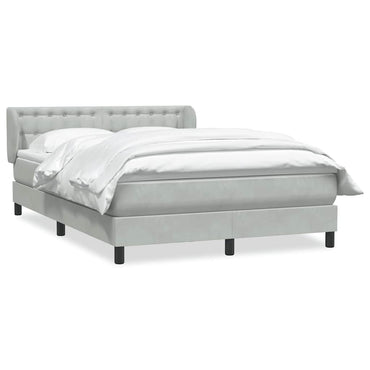 vidaXL Boxspringbett mit Matratze Hellgrau 140x220 cm Samt