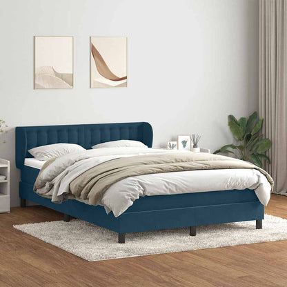 vidaXL Boxspringbett mit Matratze Dunkelblau 140x220 cm Samt