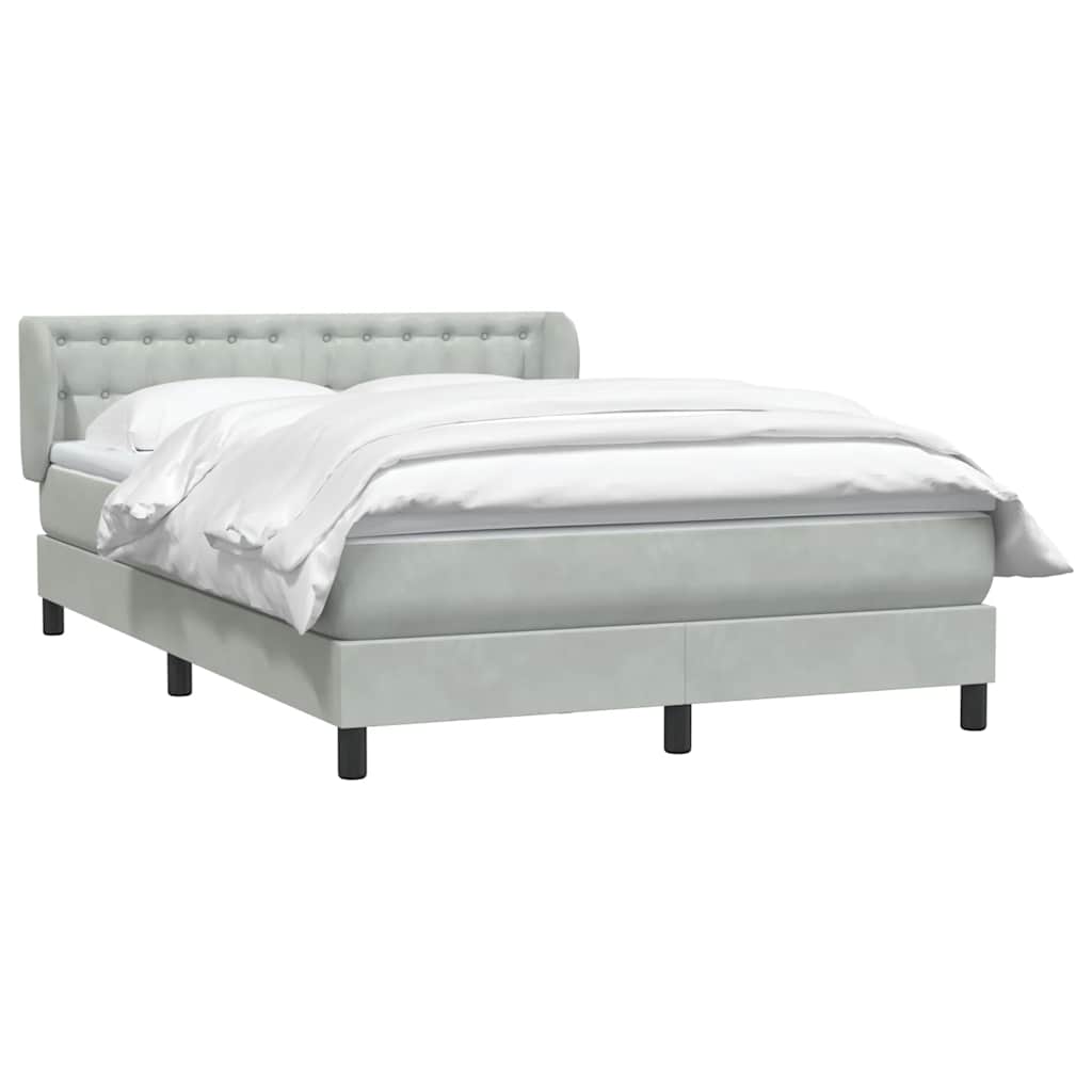 Boxspringbett mit Matratze Hellgrau 160x220 cm Samt
