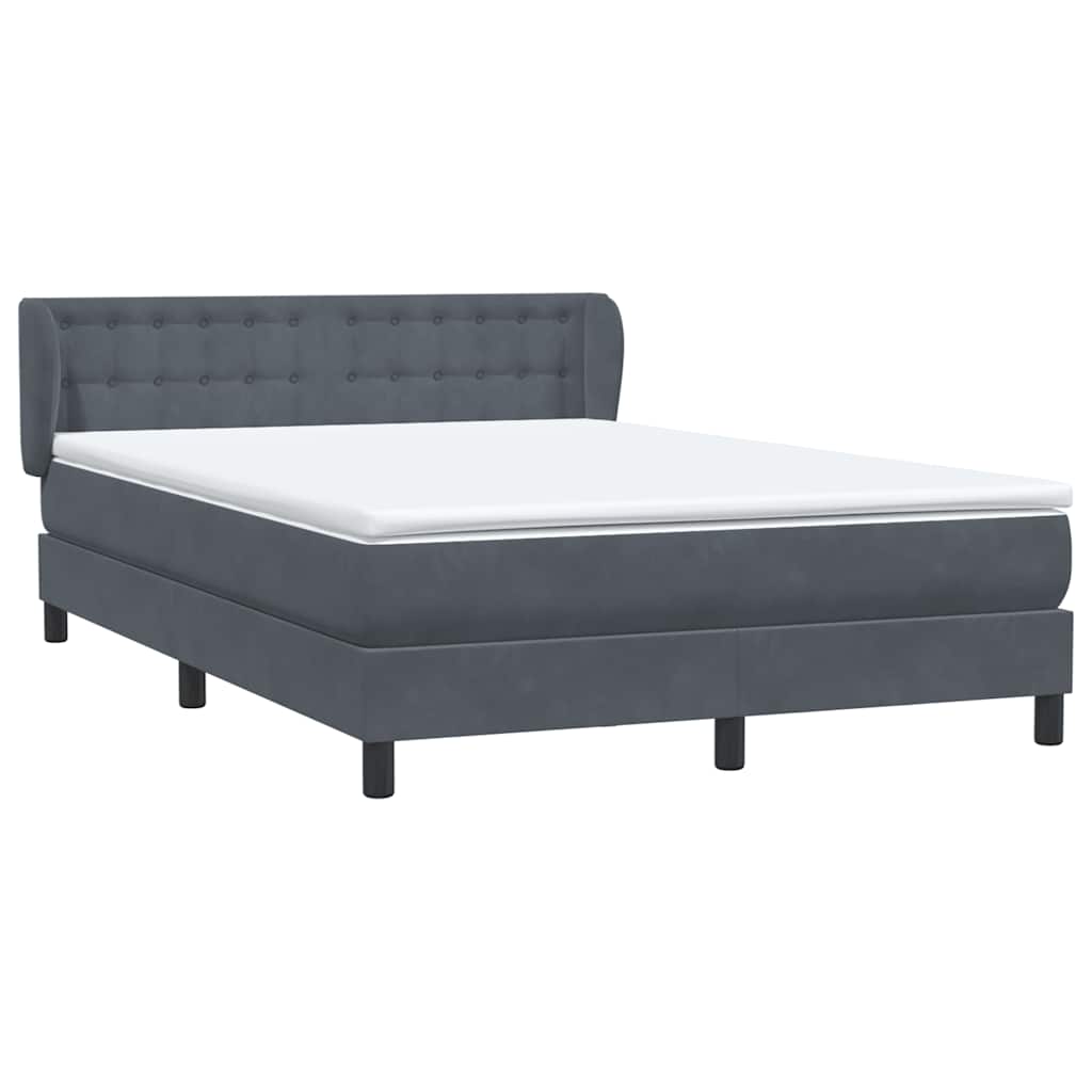 vidaXL Boxspringbett mit Matratze Dunkelgrau 160x220 cm Samt