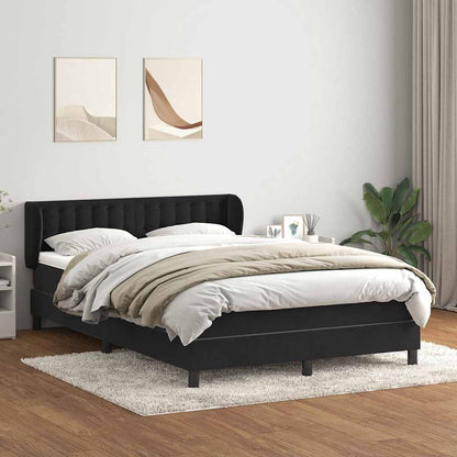 Boxspringbett mit Matratze Schwarz 160x220 cm Samt