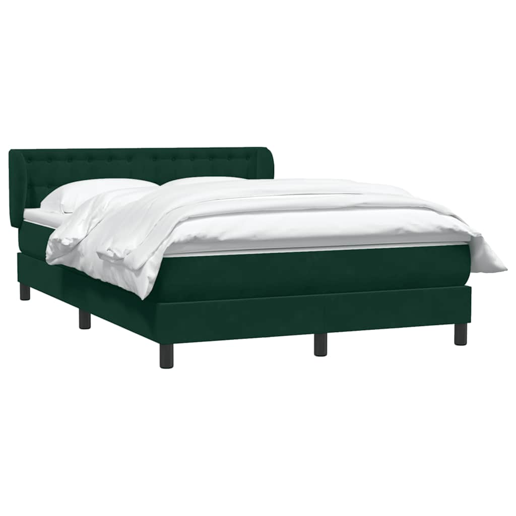 vidaXL Boxspringbett mit Matratze Dunkelgrün 160x220 cm Samt