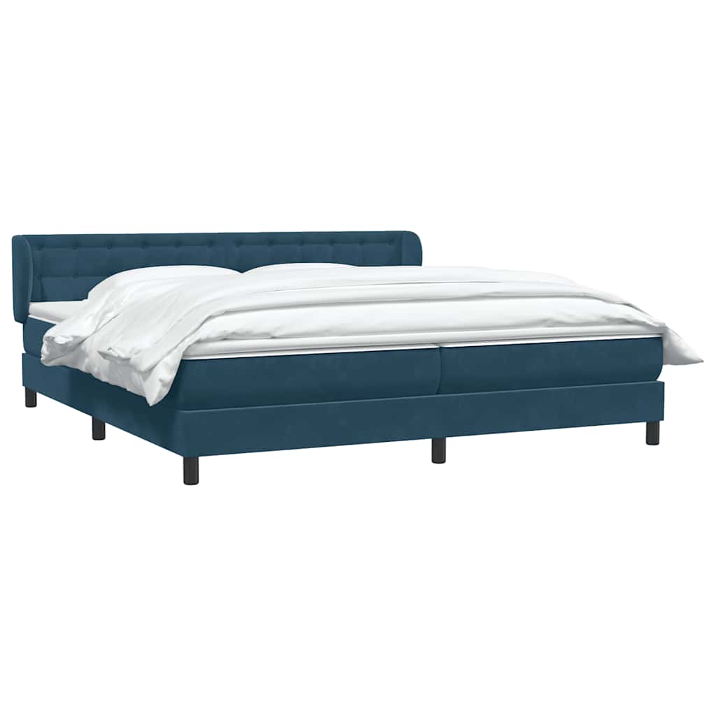 vidaXL Boxspringbett mit Matratzen Dunkelblau 180x220 cm Samt